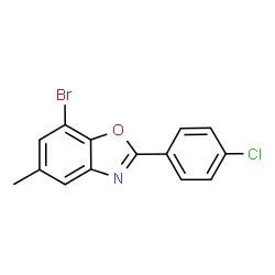 ChemSpider 2D Image | 7-Bromo-2-(4-chlorophenyl)-5-methyl-1,3-benzoxazole | C14H9BrClNO