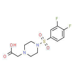 ChemSpider 2D Image | {4-[(3,4-Difluorophenyl)sulfonyl]-1-piperazinyl}acetic acid | C12H14F2N2O4S
