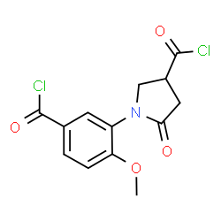 ChemSpider 2D Image | 1-[5-(Chlorocarbonyl)-2-methoxyphenyl]-5-oxo-3-pyrrolidinecarbonyl chloride | C13H11Cl2NO4