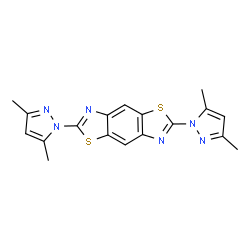 ChemSpider 2D Image | 2,6-Bis(3,5-dimethyl-1H-pyrazol-1-yl)[1,3]thiazolo[5,4-f][1,3]benzothiazole | C18H16N6S2