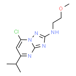 ChemSpider 2D Image | 7-Chloro-5-isopropyl-N-(2-methoxyethyl)[1,2,4]triazolo[1,5-a]pyrimidin-2-amine | C11H16ClN5O