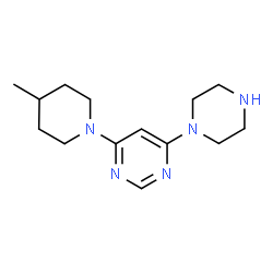 ChemSpider 2D Image | 4-(4-methylpiperidin-1-yl)-6-piperazin-1-ylpyrimidine | C14H23N5