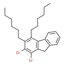 ChemSpider 2D Image | 1,2-Dibromo-3,4-dihexyl-9H-fluorene | C25H32Br2