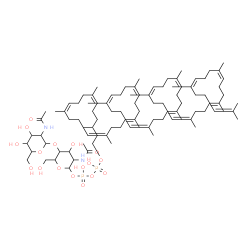 ChemSpider 2D Image | 2-Acetamido-4-O-(2-acetamido-2-deoxyhexopyranosyl)-2-deoxy-1-O-[{[{[(6Z,10Z,14Z,18E,22Z,26Z,30Z,34E,38Z,42Z,46Z,50E,54Z,58Z)-3,7,11,15,19,23,27,31,35,39,43,47,51,55,59,63-hexadecamethyl-6,10,14,18,22,
26,30,34,38,42,46,50,54,58,62-tetrahexacontapentadecaen-1-yl]oxy}(hydroxy)phosphoryl]oxy}(hydroxy)phosphoryl]hexopyranose | C96H160N2O17P2