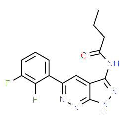 ChemSpider 2D Image | N-[5-(2,3-Difluorophenyl)-1H-pyrazolo[3,4-c]pyridazin-3-yl]butanamide | C15H13F2N5O