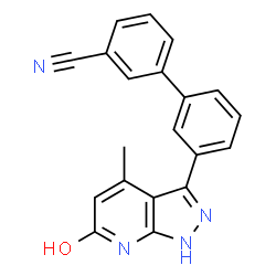 ChemSpider 2D Image | 3'-(4-Methyl-6-oxo-6,7-dihydro-1H-pyrazolo[3,4-b]pyridin-3-yl)-3-biphenylcarbonitrile | C20H14N4O