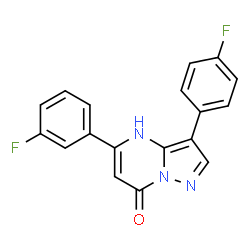 ChemSpider 2D Image | 5-(3-Fluorophenyl)-3-(4-fluorophenyl)pyrazolo[1,5-a]pyrimidin-7(4H)-one | C18H11F2N3O