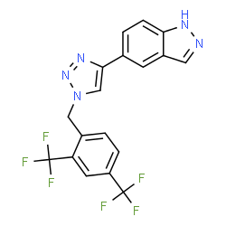 ChemSpider 2D Image | 5-{1-[2,4-Bis(trifluoromethyl)benzyl]-1H-1,2,3-triazol-4-yl}-1H-indazole | C18H11F6N5