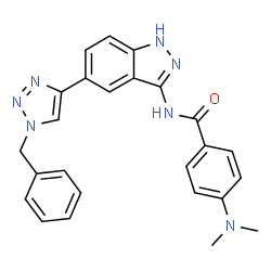 ChemSpider 2D Image | N-[5-(1-Benzyl-1H-1,2,3-triazol-4-yl)-1H-indazol-3-yl]-4-(dimethylamino)benzamide | C25H23N7O