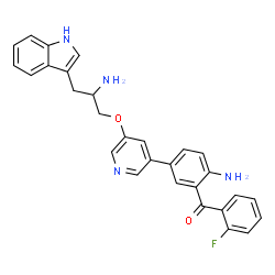 ChemSpider 2D Image | (2-Amino-5-{5-[2-amino-3-(1H-indol-3-yl)propoxy]-3-pyridinyl}phenyl)(2-fluorophenyl)methanone | C29H25FN4O2