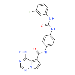ChemSpider 2D Image | 4-Amino-N-(4-{[(3-fluorophenyl)carbamoyl]amino}phenyl)pyrrolo[2,1-f][1,2,4]triazine-5-carboxamide | C20H16FN7O2