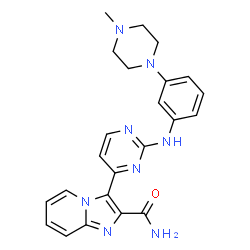 ChemSpider 2D Image | 3-(2-{[3-(4-Methyl-1-piperazinyl)phenyl]amino}-4-pyrimidinyl)imidazo[1,2-a]pyridine-2-carboxamide | C23H24N8O