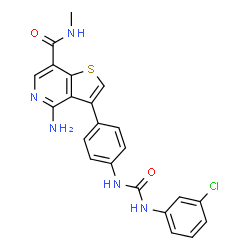 ChemSpider 2D Image | 4-Amino-3-(4-{[(3-chlorophenyl)carbamoyl]amino}phenyl)-N-methylthieno[3,2-c]pyridine-7-carboxamide | C22H18ClN5O2S