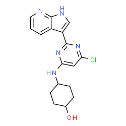 ChemSpider 2D Image | 4-{[6-Chloro-2-(1H-pyrrolo[2,3-b]pyridin-3-yl)-4-pyrimidinyl]amino}cyclohexanol | C17H18ClN5O