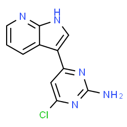ChemSpider 2D Image | 4-Chloro-6-(1H-pyrrolo[2,3-b]pyridin-3-yl)-2-pyrimidinamine | C11H8ClN5