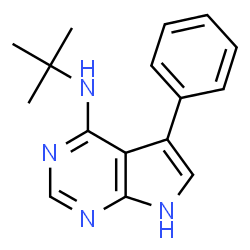 ChemSpider 2D Image | N-(2-Methyl-2-propanyl)-5-phenyl-1H-pyrrolo[2,3-d]pyrimidin-4-amine | C16H18N4