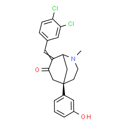 ChemSpider 2D Image | (5R)-8-(3,4-Dichlorobenzylidene)-5-(3-hydroxyphenyl)-2-methyl-2-azabicyclo[3.3.1]nonan-7-one | C22H21Cl2NO2