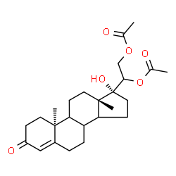 ChemSpider 2D Image | (8xi,9xi,10alpha,14xi)-17-Hydroxy-3-oxopregn-4-ene-20,21-diyl diacetate | C25H36O6