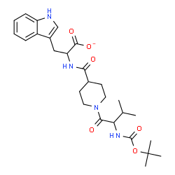 ChemSpider 2D Image | 3-(1H-Indol-3-yl)-2-({[1-(N-{[(2-methyl-2-propanyl)oxy]carbonyl}valyl)-4-piperidinyl]carbonyl}amino)propanoate | C27H37N4O6