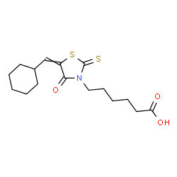 ChemSpider 2D Image | 6-[5-(Cyclohexylmethylene)-4-oxo-2-thioxo-1,3-thiazolidin-3-yl]hexanoic acid | C16H23NO3S2