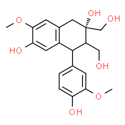ChemSpider 2D Image | (2S)-4-(4-Hydroxy-3-methoxyphenyl)-2,3-bis(hydroxymethyl)-7-methoxy-1,2,3,4-tetrahydro-2,6-naphthalenediol | C20H24O7