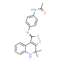 ChemSpider 2D Image | N-{4-[(4,4-Dimethyl-4,5-dihydro-1H-[1,2]dithiolo[3,4-c]quinolin-1-ylidene)amino]phenyl}acetamide | C20H19N3OS2