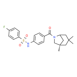 ChemSpider 2D Image | 4-Fluoro-N-(4-{[(1R)-1,3,3-trimethyl-6-azabicyclo[3.2.1]oct-6-yl]carbonyl}phenyl)benzenesulfonamide | C23H27FN2O3S