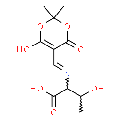 ChemSpider 2D Image | (E)-N-[(6-Hydroxy-2,2-dimethyl-4-oxo-4H-1,3-dioxin-5-yl)methylene]threonine | C11H15NO7