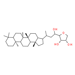ChemSpider 2D Image | (3S,4S)-2-{3-[(5aR,5bR,11aS,13bS)-5a,5b,8,8,11a,13b-Hexamethylicosahydro-1H-cyclopenta[a]chrysen-3-yl]-1-hydroxybutyl}tetrahydro-3,4-furandiol | C35H60O4