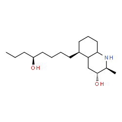 ChemSpider 2D Image | (2S,3R,5S)-5-[(5S)-5-Hydroxyoctyl]-2-methyldecahydro-3-quinolinol | C18H35NO2