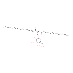 ChemSpider 2D Image | N-[(2S,3R,4E)-1-(beta-D-erythro-Hexopyranosyloxy)-3-hydroxy-4-octadecen-2-yl]tetradecanamide | C38H73NO8