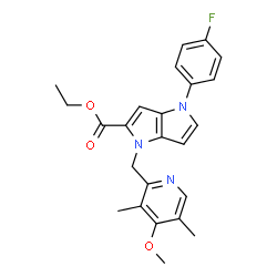 ChemSpider 2D Image | Ethyl 4-(4-fluorophenyl)-1-[(4-methoxy-3,5-dimethyl-2-pyridinyl)methyl]-1,4-dihydropyrrolo[3,2-b]pyrrole-2-carboxylate | C24H24FN3O3