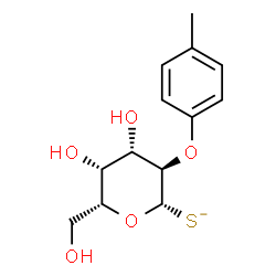 ChemSpider 2D Image | (2S,3R,4S,5R,6R)-4,5-Dihydroxy-6-(hydroxymethyl)-3-(4-methylphenoxy)tetrahydro-2H-pyran-2-thiolate | C13H17O5S