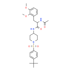 ChemSpider 2D Image | Nalpha-Acetyl-2,3-dimethoxy-N-(1-{[4-(2-methyl-2-propanyl)phenyl]sulfonyl}-4-piperidinyl)phenylalaninamide | C28H39N3O6S