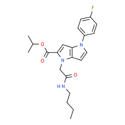 ChemSpider 2D Image | Isopropyl 1-[2-(butylamino)-2-oxoethyl]-4-(4-fluorophenyl)-1,4-dihydropyrrolo[3,2-b]pyrrole-2-carboxylate | C22H26FN3O3