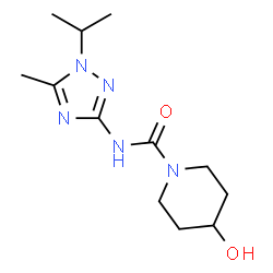 ChemSpider 2D Image | 4-Hydroxy-N-(1-isopropyl-5-methyl-1H-1,2,4-triazol-3-yl)-1-piperidinecarboxamide | C12H21N5O2