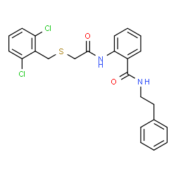 ChemSpider 2D Image | 2-({[(2,6-Dichlorobenzyl)sulfanyl]acetyl}amino)-N-(2-phenylethyl)benzamide | C24H22Cl2N2O2S