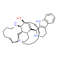 ChemSpider 2D Image | (1S,2R,5E,12R,13S,16Z)-25-[(1S)-2,3,4,9-Tetrahydro-1H-beta-carbolin-1-yl]-11,22-diazatetracyclo[11.11.2.1~2,22~.0~2,12~]heptacosa-5,16,25-trien-13-ol | C36H50N4O