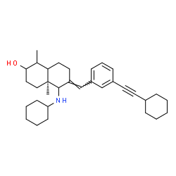 ChemSpider 2D Image | (4aS,6E)-5-(Cyclohexylamino)-6-[3-(cyclohexylethynyl)benzylidene]-1,4a-dimethyldecahydro-2-naphthalenol | C33H47NO