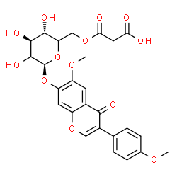 ChemSpider 2D Image | 6-Methoxy-3-(4-methoxyphenyl)-4-oxo-4H-chromen-7-yl 6-O-(carboxyacetyl)-beta-D-threo-hexopyranoside | C26H26O13