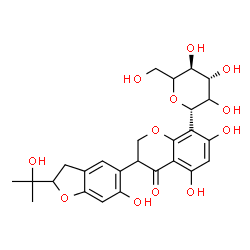 ChemSpider 2D Image | (1S)-1,5-Anhydro-1-{5,7-dihydroxy-3-[6-hydroxy-2-(2-hydroxy-2-propanyl)-2,3-dihydro-1-benzofuran-5-yl]-4-oxo-3,4-dihydro-2H-chromen-8-yl}-D-threo-hexitol | C26H30O12