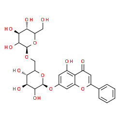 ChemSpider 2D Image | 5-Hydroxy-4-oxo-2-phenyl-4H-chromen-7-yl 6-O-beta-D-threo-hexopyranosyl-beta-D-threo-hexopyranoside | C27H30O14