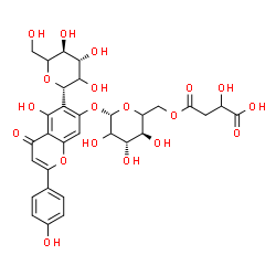 ChemSpider 2D Image | (1S)-1,5-Anhydro-1-[7-{[6-O-(3-carboxy-3-hydroxypropanoyl)-beta-D-threo-hexopyranosyl]oxy}-5-hydroxy-2-(4-hydroxyphenyl)-4-oxo-4H-chromen-6-yl]-D-threo-hexitol | C31H34O19