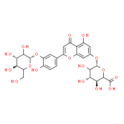 ChemSpider 2D Image | 2-[3-(beta-D-threo-Hexopyranosyloxy)-4-hydroxyphenyl]-5-hydroxy-4-oxo-4H-chromen-7-yl beta-D-threo-hexopyranosiduronic acid | C27H28O17