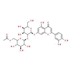 ChemSpider 2D Image | 2-(3,4-Dihydroxyphenyl)-5-hydroxy-4-oxo-4H-chromen-7-yl 2-O-(6-O-acetyl-beta-D-threo-hexopyranosyl)-alpha-L-erythro-hexopyranoside | C29H32O17
