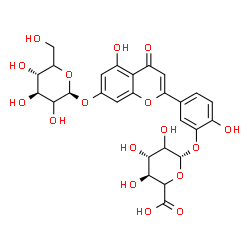 ChemSpider 2D Image | 5-[7-(beta-D-threo-Hexopyranosyloxy)-5-hydroxy-4-oxo-4H-chromen-2-yl]-2-hydroxyphenyl beta-D-threo-hexopyranosiduronic acid | C27H28O17