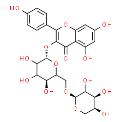 ChemSpider 2D Image | 5,7-Dihydroxy-2-(4-hydroxyphenyl)-4-oxo-4H-chromen-3-yl 6-O-[(2xi)-alpha-L-erythro-pentopyranosyl]-beta-D-glycero-hexopyranoside | C26H28O15