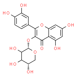 ChemSpider 2D Image | 2-(3,4-Dihydroxyphenyl)-5,7-dihydroxy-4-oxo-4H-chromen-3-yl alpha-L-glycero-pentopyranoside | C20H18O11