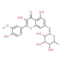 ChemSpider 2D Image | 3,5-Dihydroxy-2-(4-hydroxy-3-methoxyphenyl)-4-oxo-4H-chromen-7-yl 6-deoxy-alpha-L-erythro-hexopyranoside | C22H22O11