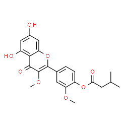 ChemSpider 2D Image | 4-(5,7-Dihydroxy-3-methoxy-4-oxo-4H-chromen-2-yl)-2-methoxyphenyl 3-methylbutanoate | C22H22O8